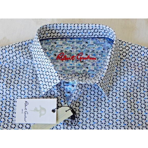 Robert Graham DOWNEY Button Front Classic Fit Men's Shirt White LARGE NWT - Picture 1 of 5